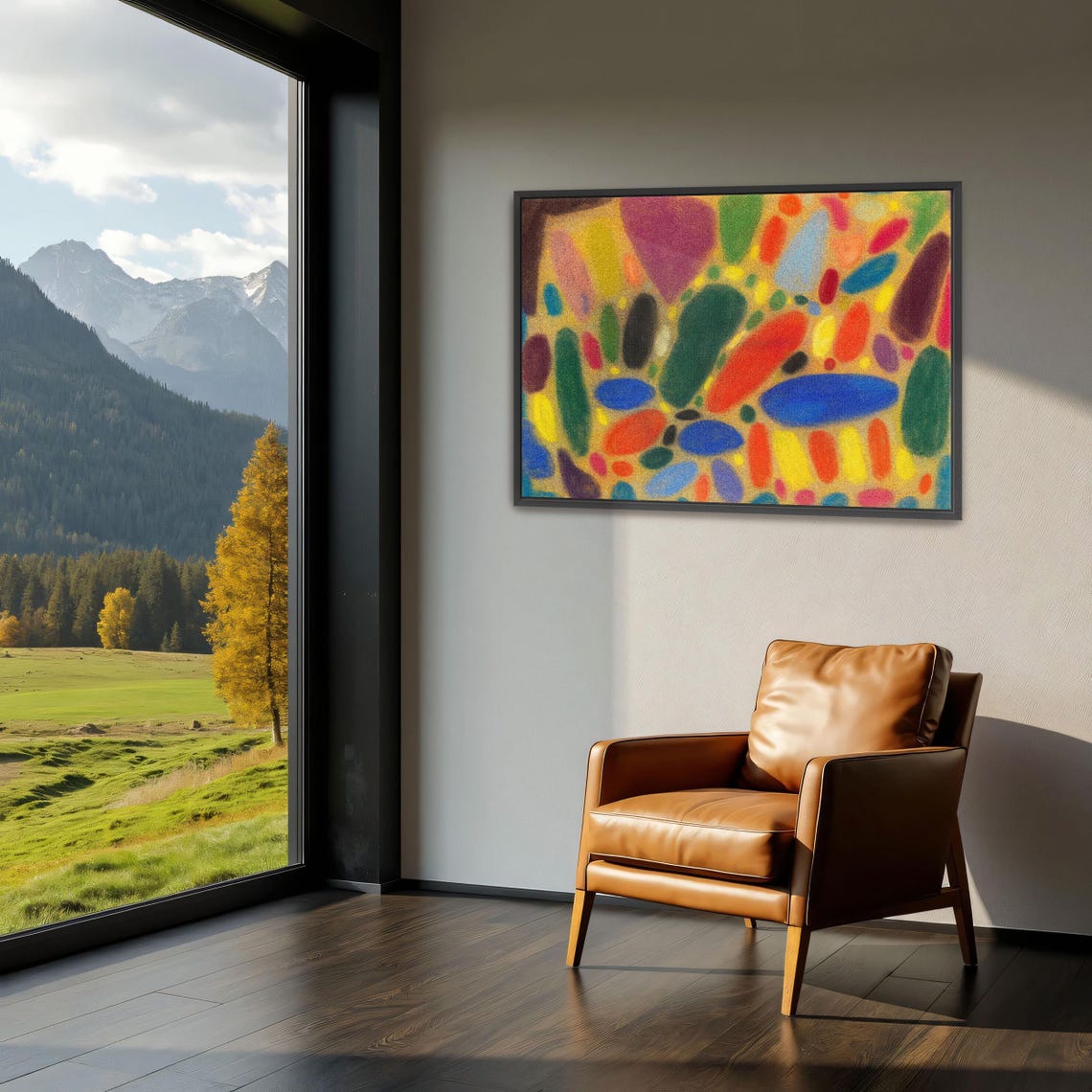 Abstract With Colorful Pebble Shapes On A Gold Ground Poster - Image 3