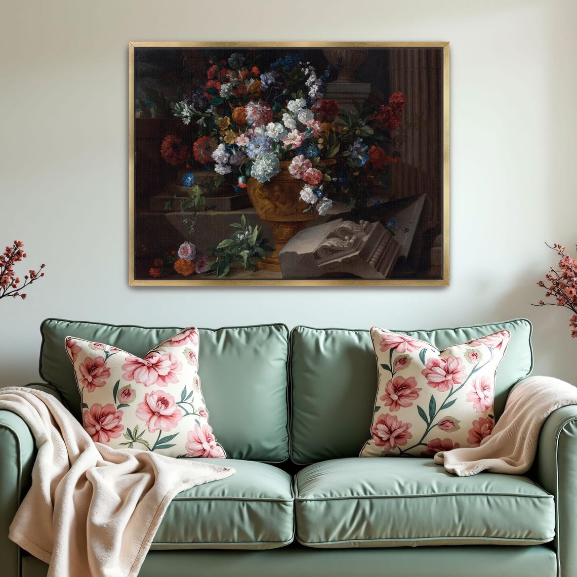 Classical Baroque Still Life Of Flowers In A Golden Urn Poster