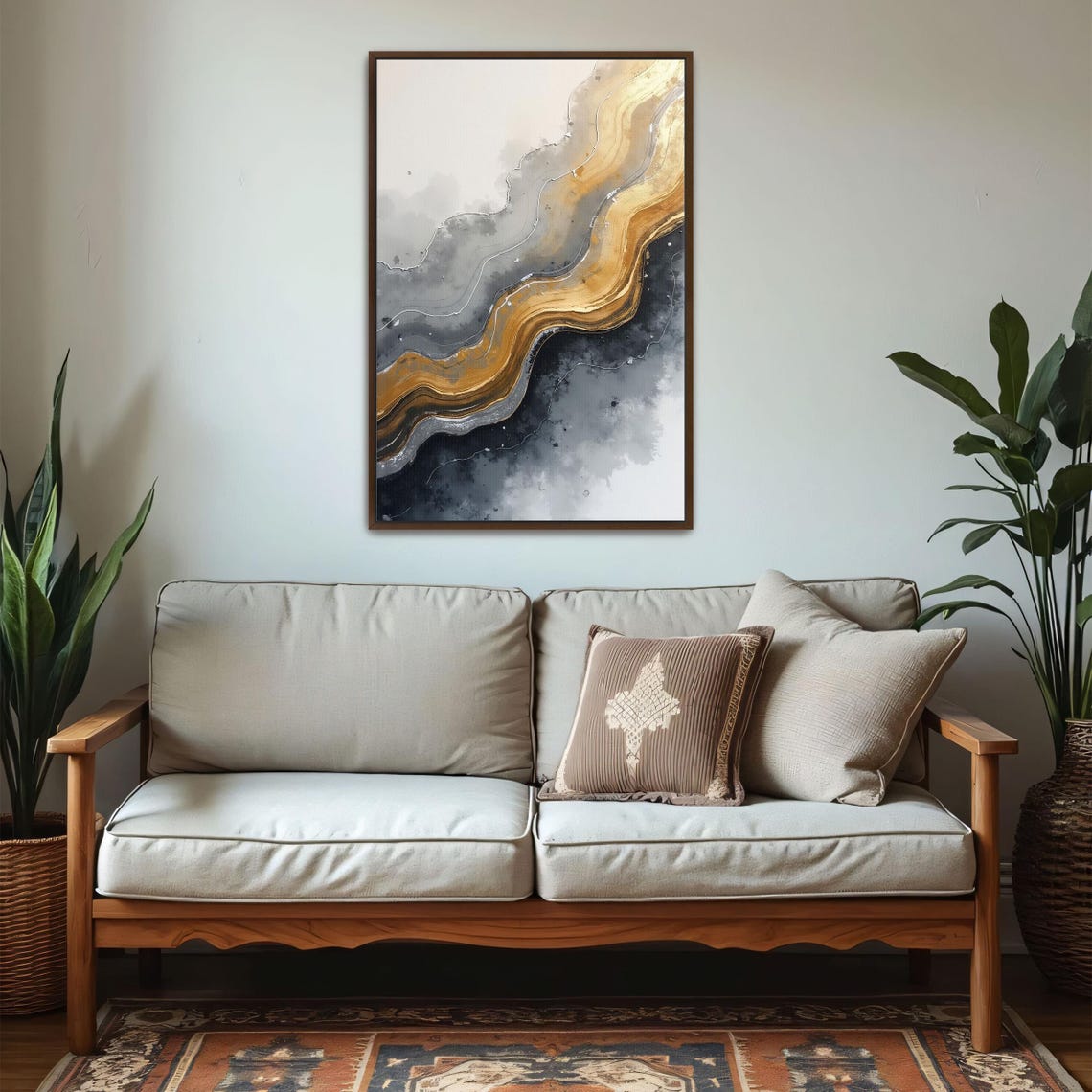Abstract Gold and Grey Marble Swirls Modern Luxury Decor Poster - Image 5
