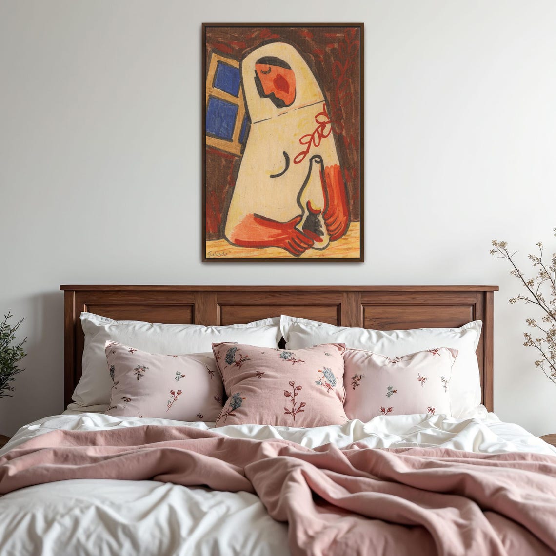 Mikuláš Galanda Woman in White Holding Lamp by Window Poster - Image 5
