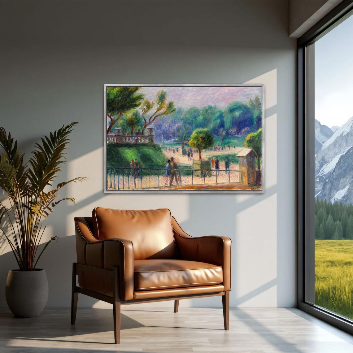 Impressionist Park Scene with Strollers among Green Trees Poster - Image 2
