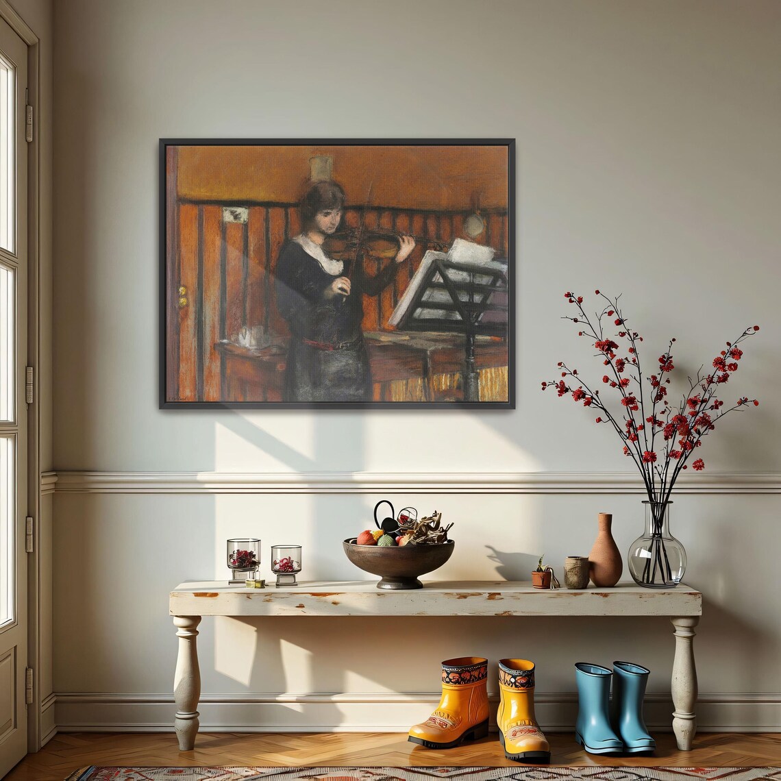 Young Woman Playing the Violin Vintage Portrait Fine Art Print - Image 3