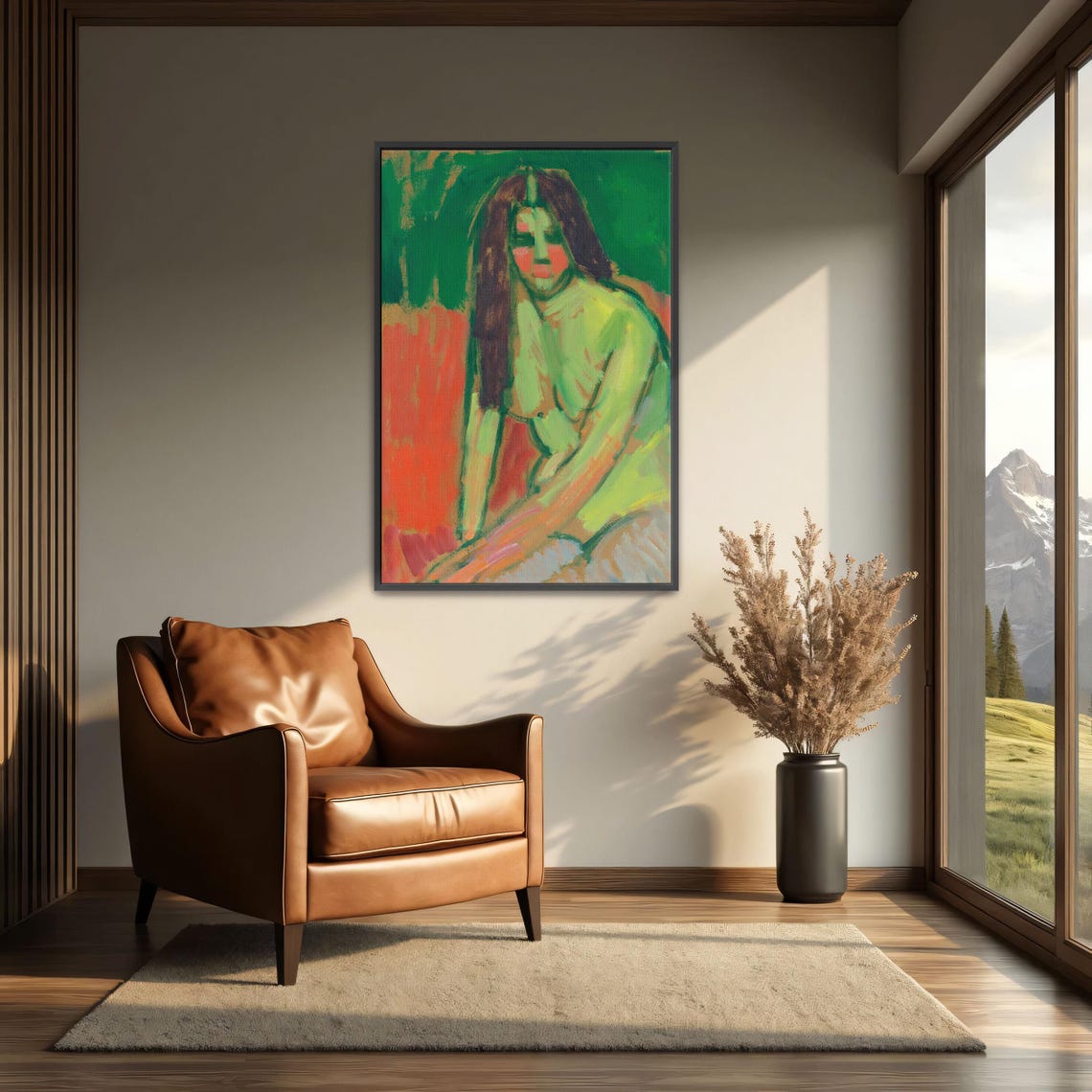 Expressionist Portrait Of Seated Woman With Dark Hair Poster - Image 3