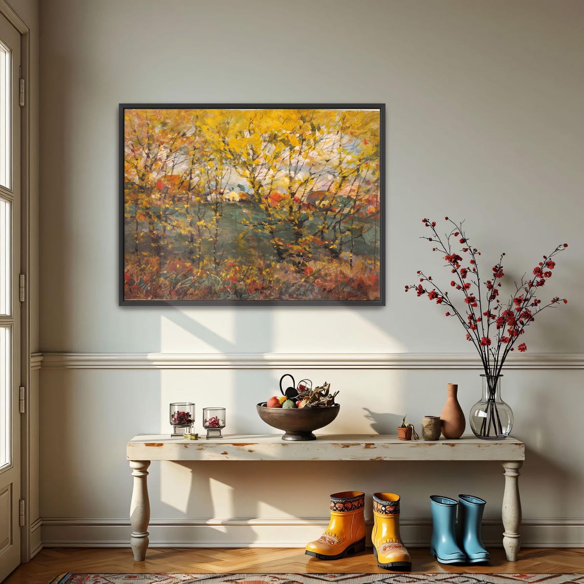 Golden Autumn Trees Impressionist Forest Landscape Wall Poster - Image 4