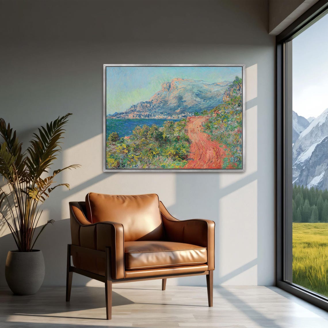 Claude Monet Coastal Red Road With Mountains Above The Sea Poster - Image 2