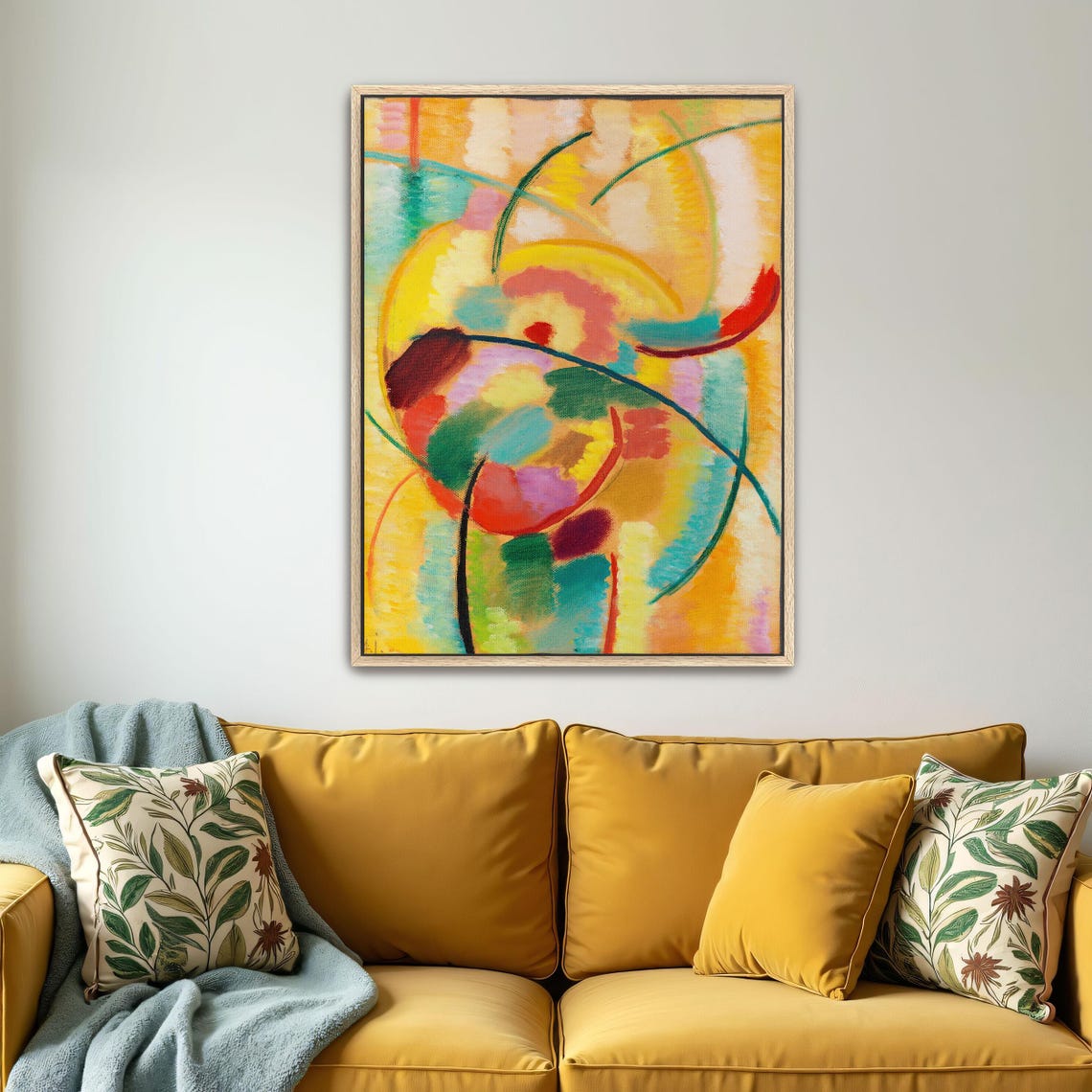 Large Framed Print Of Abstract Art With Colorful Shapes Geometric Wall Art Yellow And Green Entryway Art Print Abstract Art - Image 4