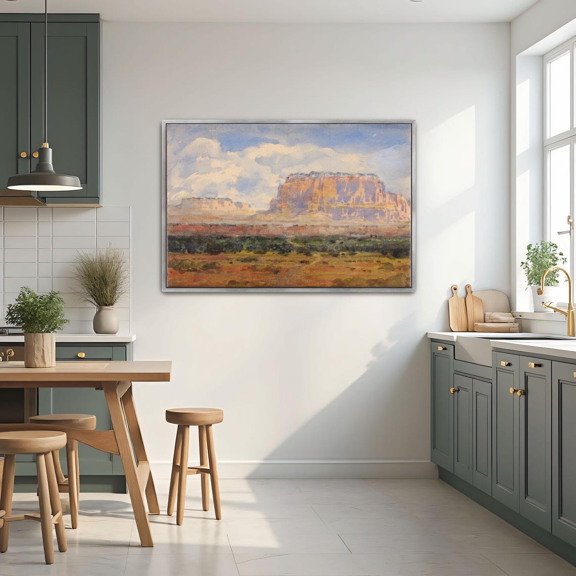 Desert Mesa Landscape with Orange Cliffs Southwest Nature Art Poster - Image 3