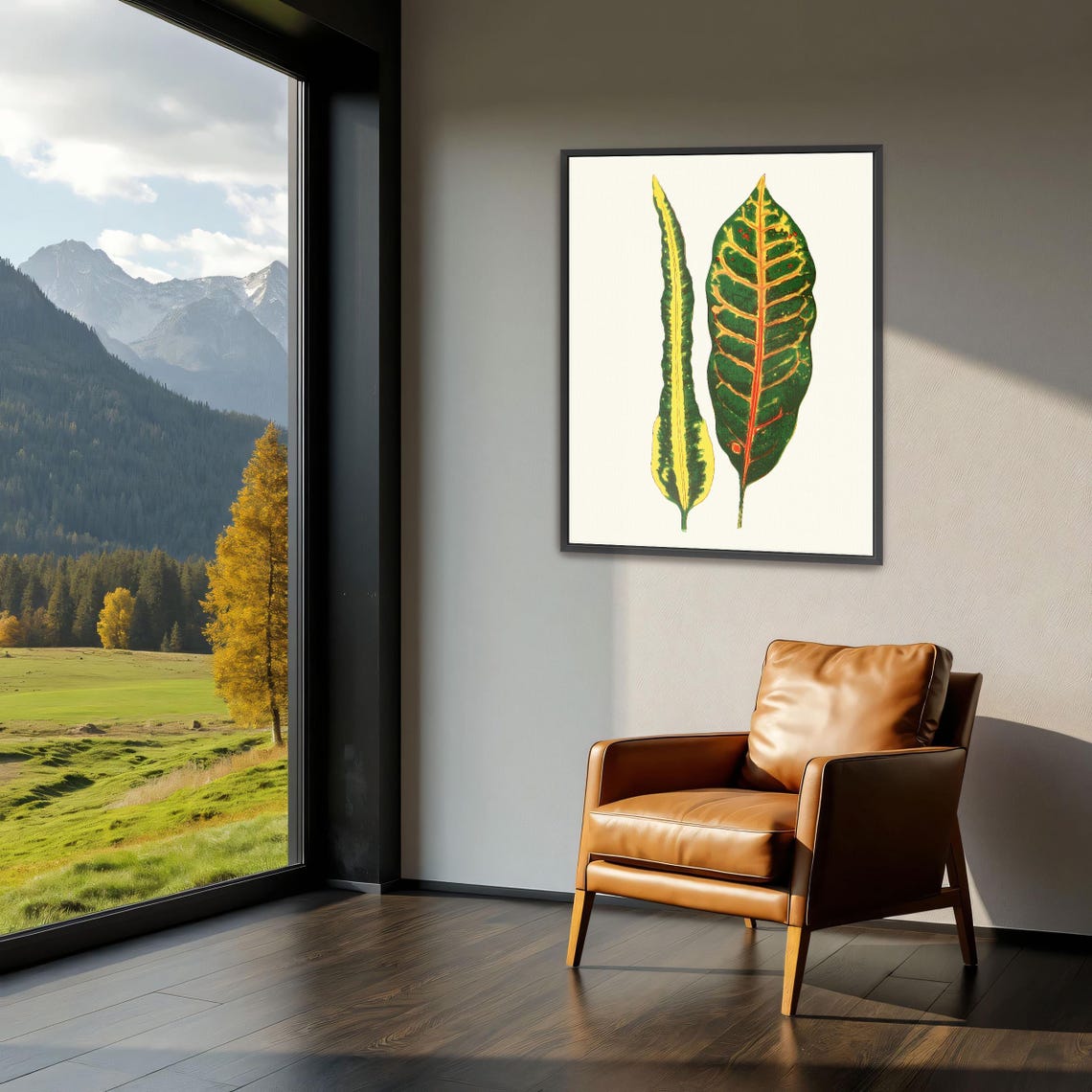Two Croton Leaves Vintage Botanical Foliage Study Chart Poster - Image 4