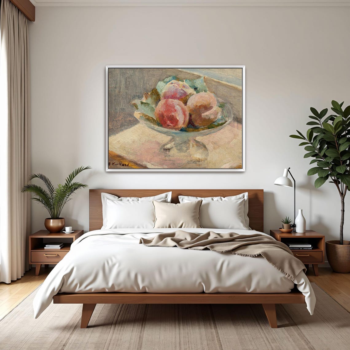 Peaches in a Glass Bowl Impressionist Fruit Still Life Poster