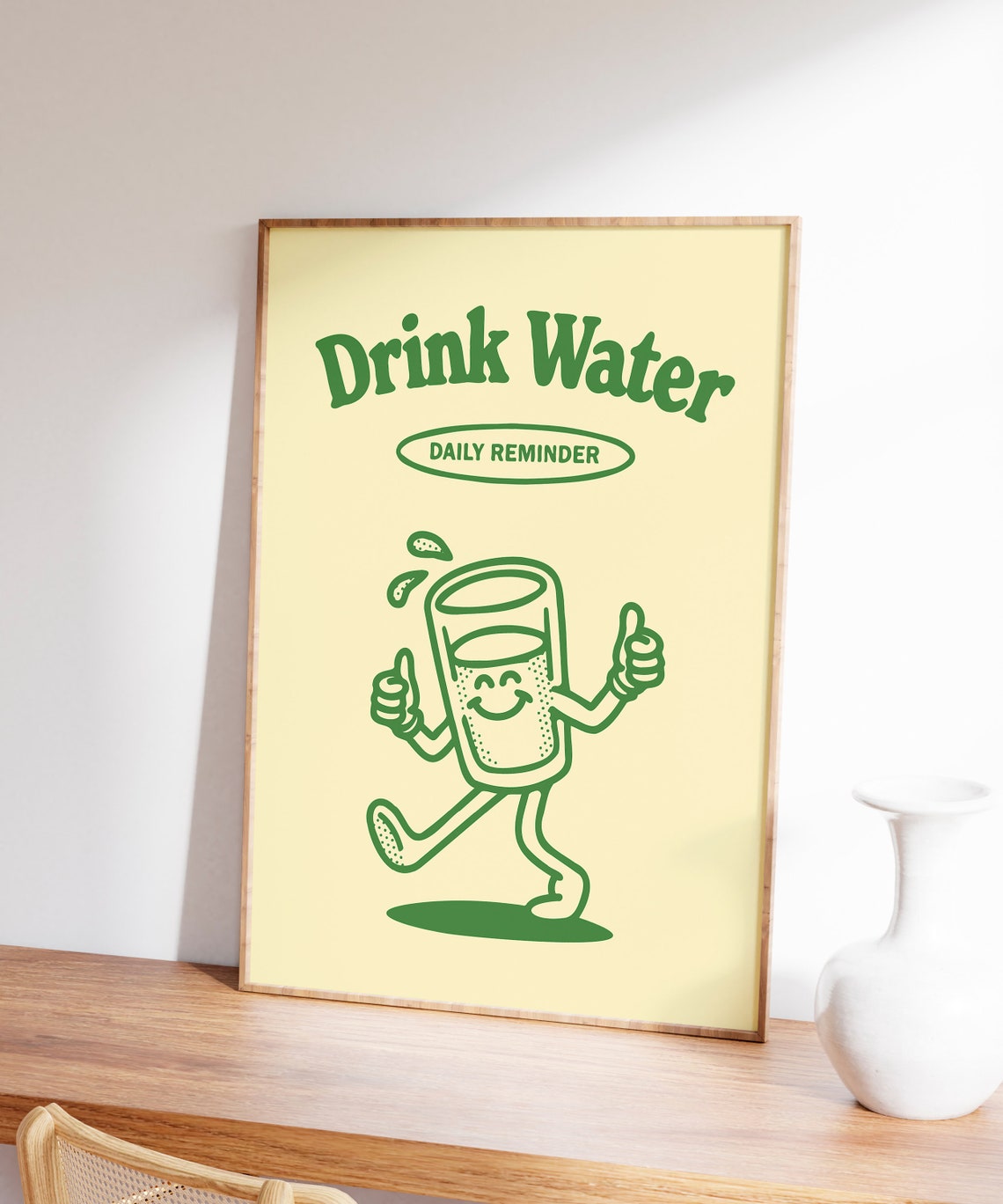 Drink Water Daily Reminder Retro Cute Wellness Quote Wall Art - Image 6