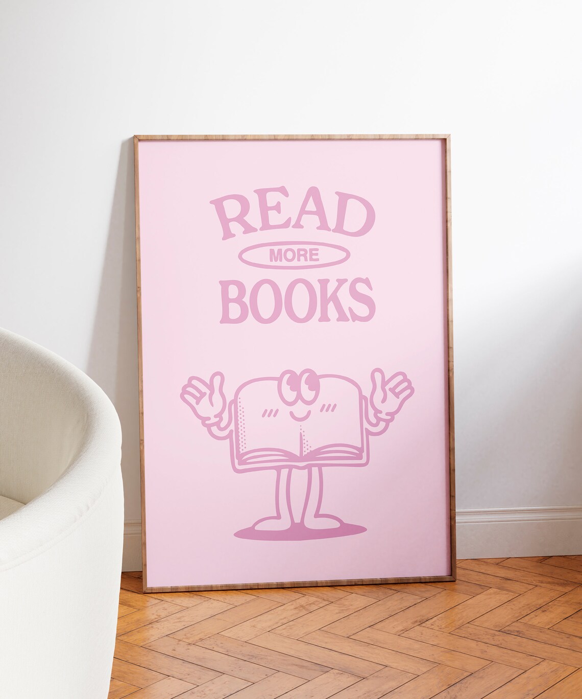 Retro Reading Poster Art Print, Pink Readers - Image 3