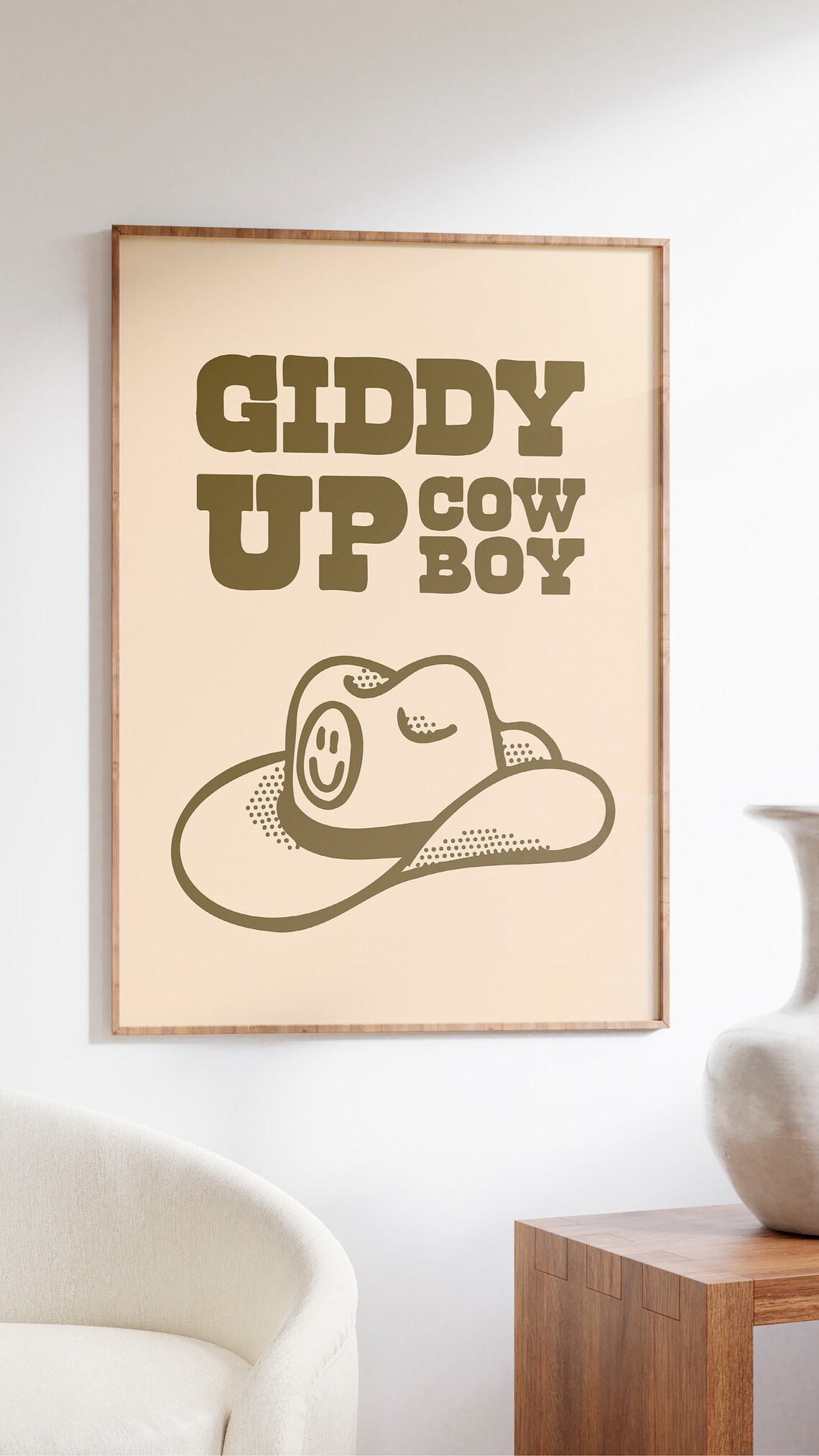Giddy Up Retro Cowboy Quote Art Print - Image 2