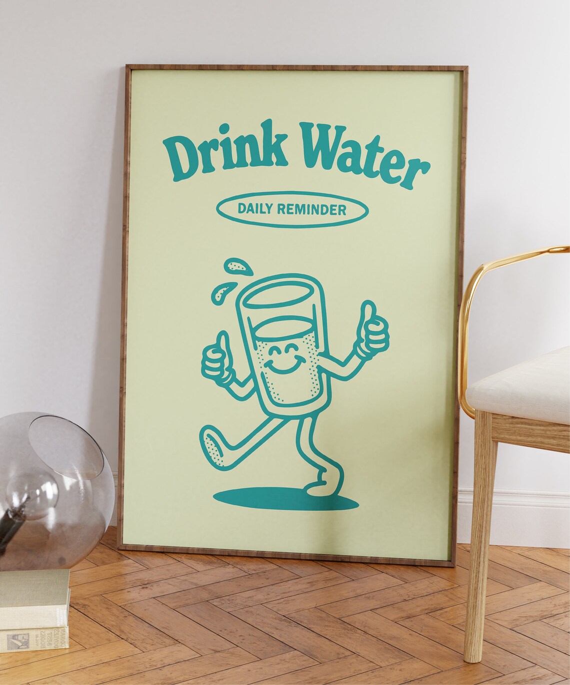 Drink Water Retro Hydration Reminder Art Print - Image 5