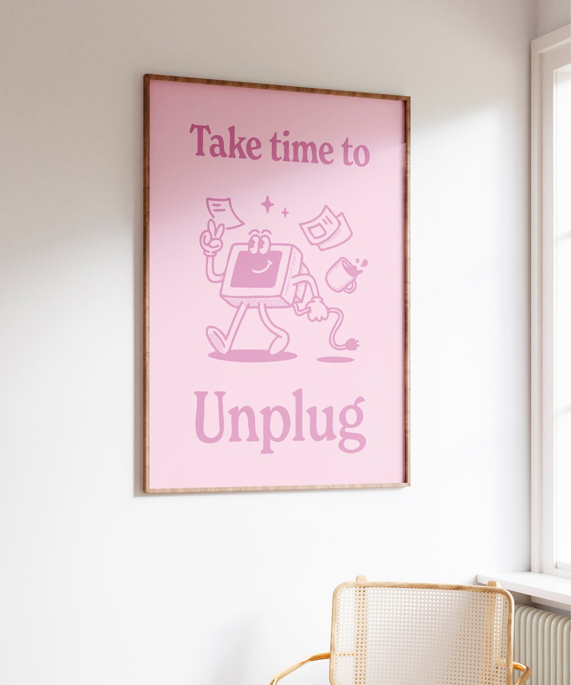 Take Time Groovy Wall Print Print Affirmation Wall Art Retro Wall Decor Cute Pink Printable Art Downloadable Prints - Image 3