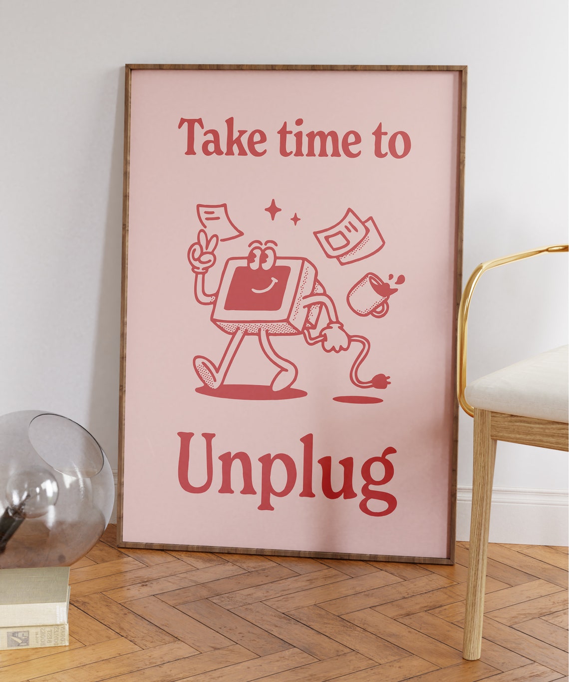 Take Time to Unplug Retro Computer Character Digital Detox Poster - Image 5