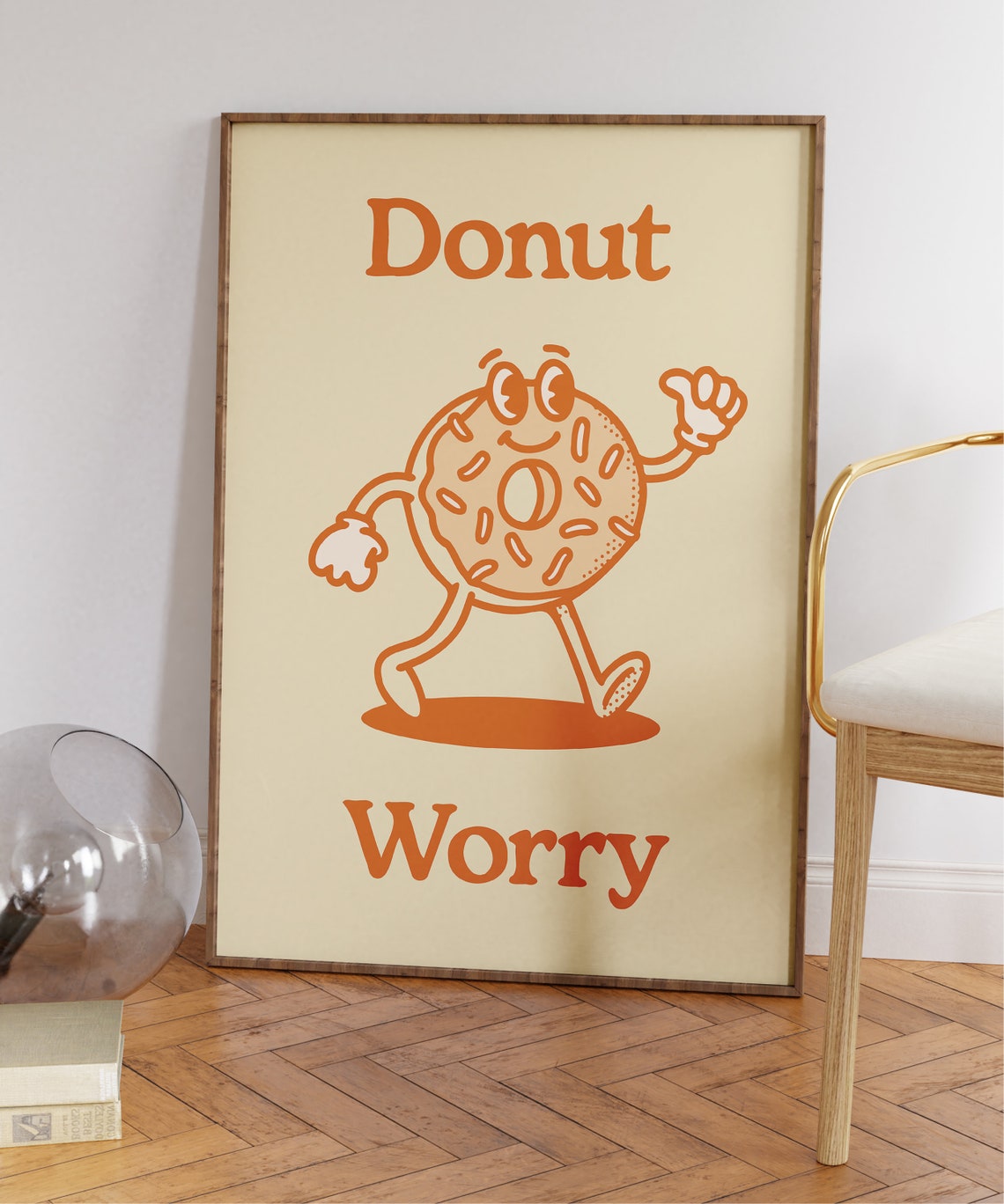 Donut Worry Retro Character Wall Art Retro Funny Wall Art Retro Wall Print Large Printable Art Printable Poster Print - Image 6