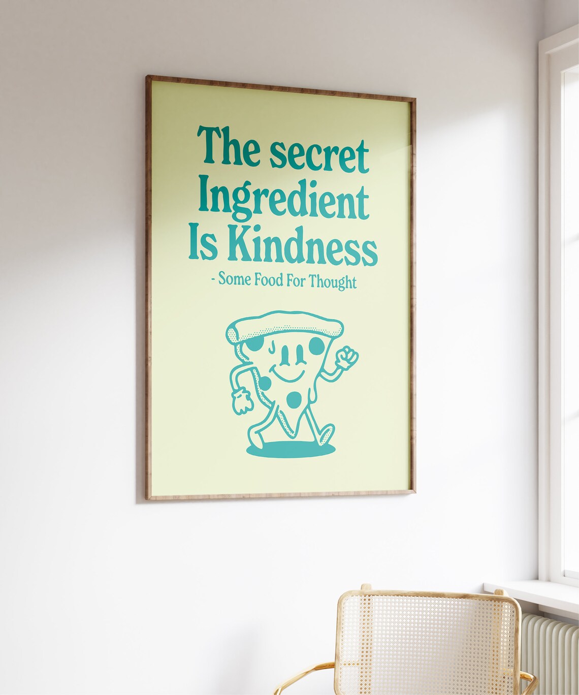 Kindness Quote Retro Character Art Teal Poster - Image 6