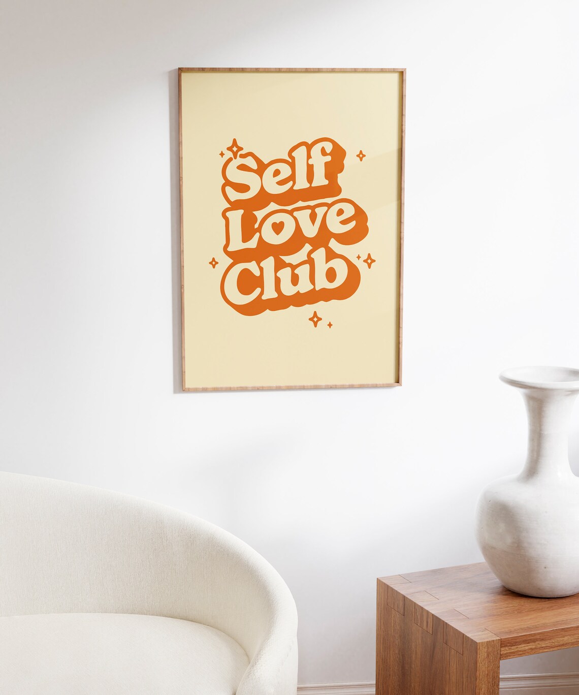 Self Love Club Orange Retro Bubble Lettering Sparkle Quote Poster - Image 6