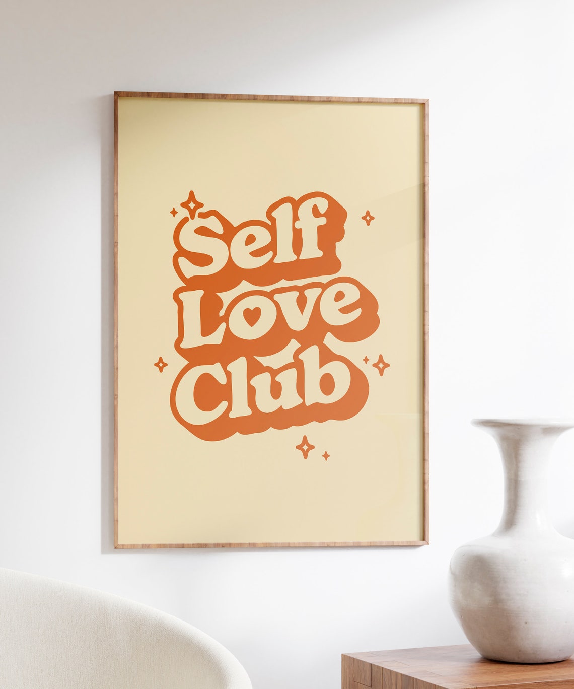 Self Love Club Orange Retro Bubble Lettering Sparkle Quote Poster - Image 4