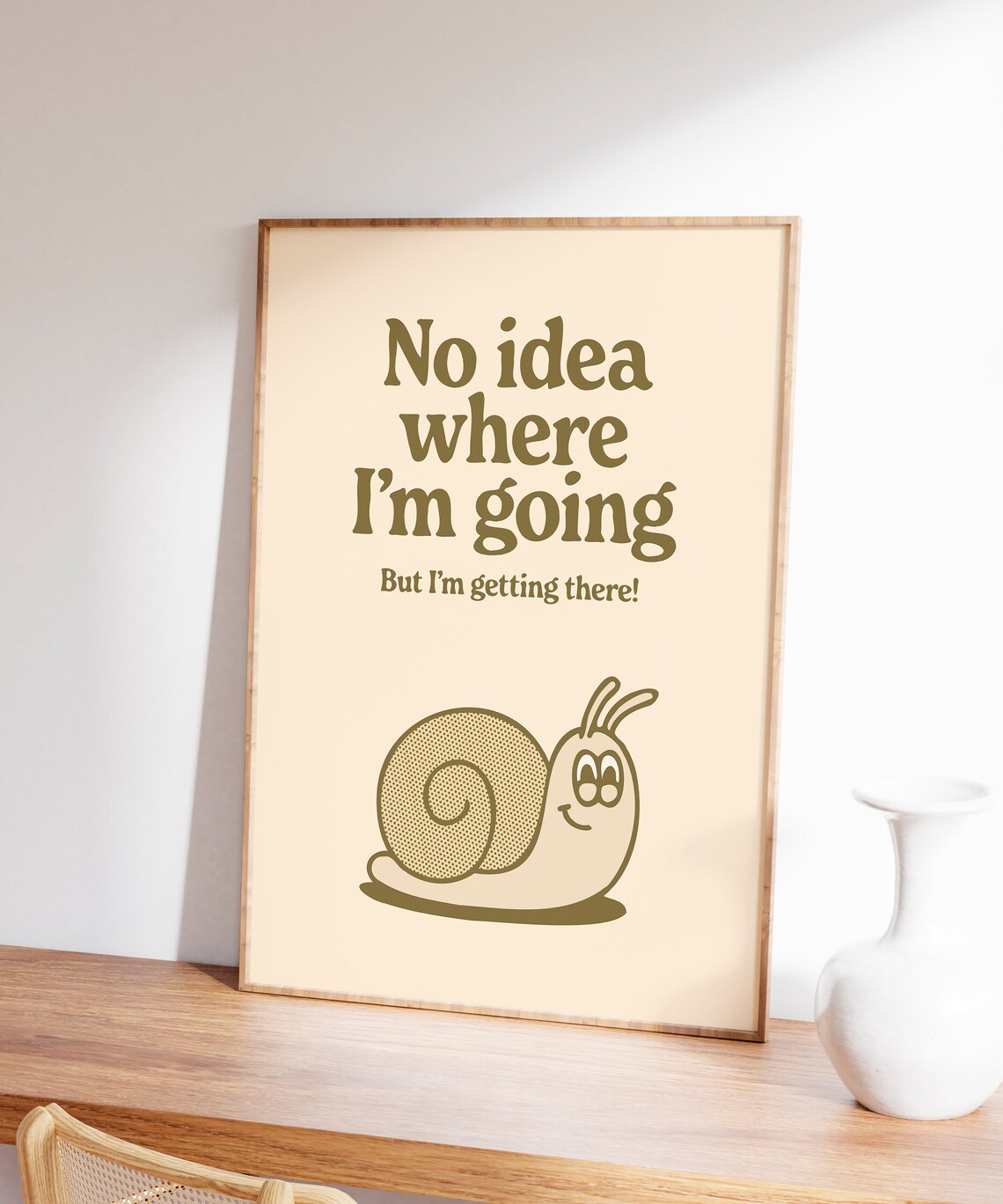 Getting There Retro Quote Art Print, Brown Funky Decor - Image 7