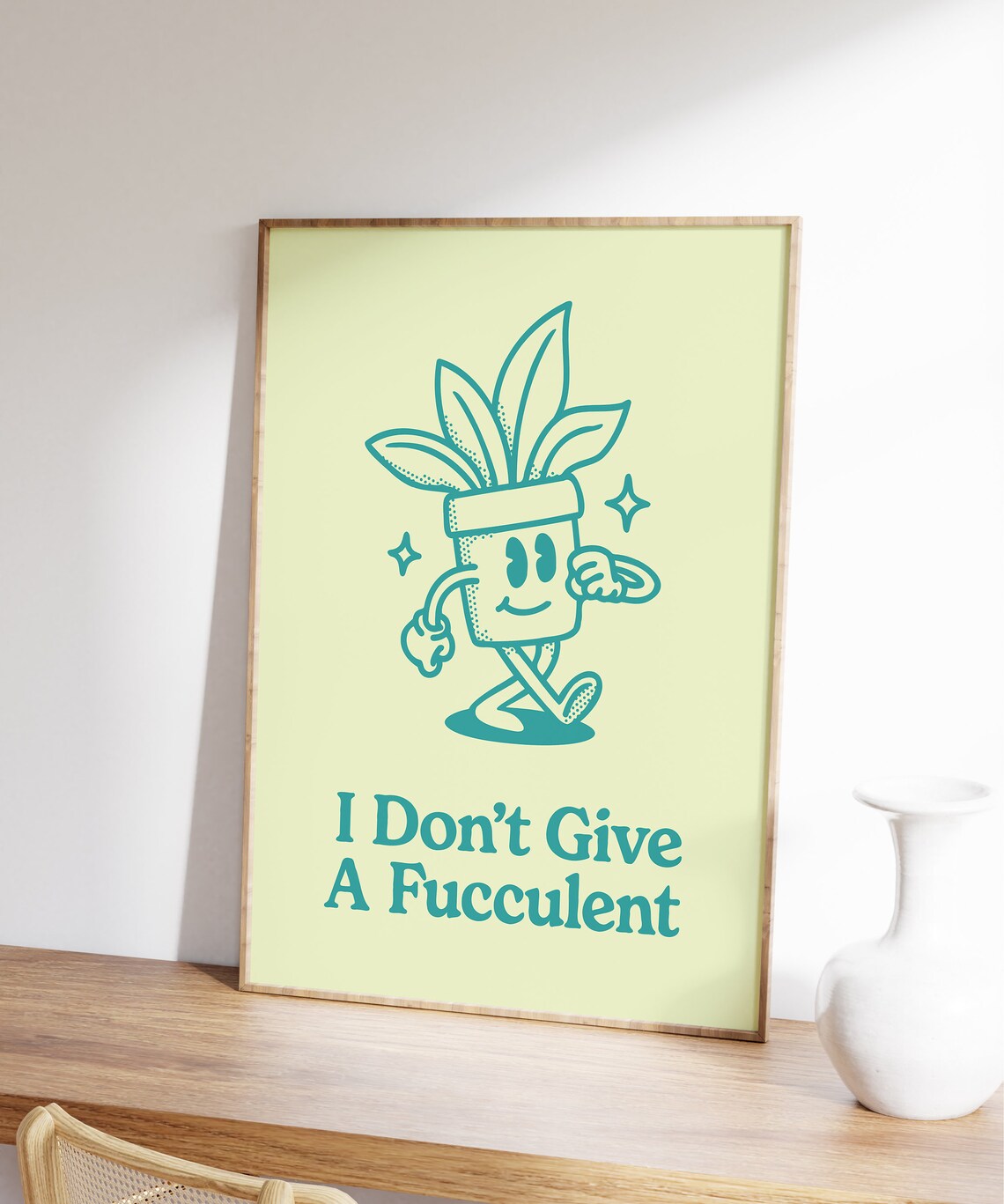 I Don't Give a Fucculent Funny Succulent Character Retro Poster - Image 7