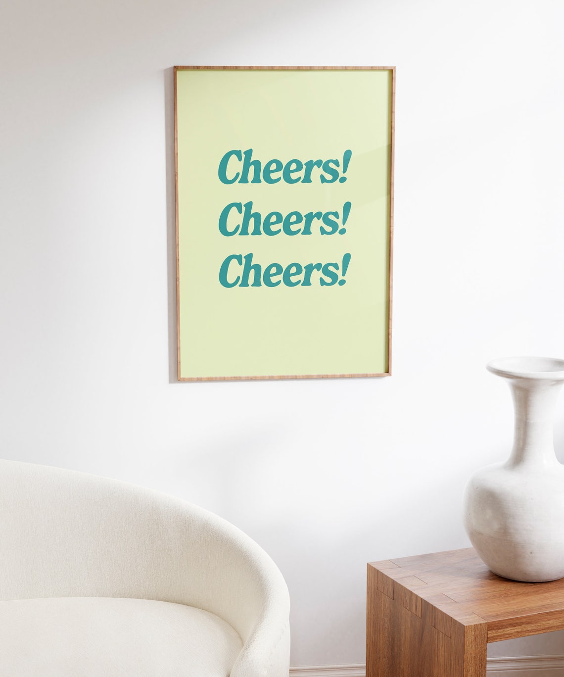 Cheers Retro Typography Teal Quote Bar Cart Fun Party Poster - Image 5