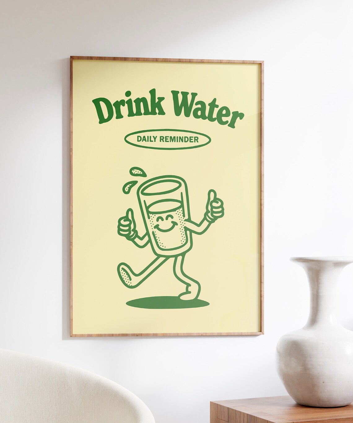 Drink Water Daily Reminder Retro Cute Wellness Quote Wall Art - Image 5