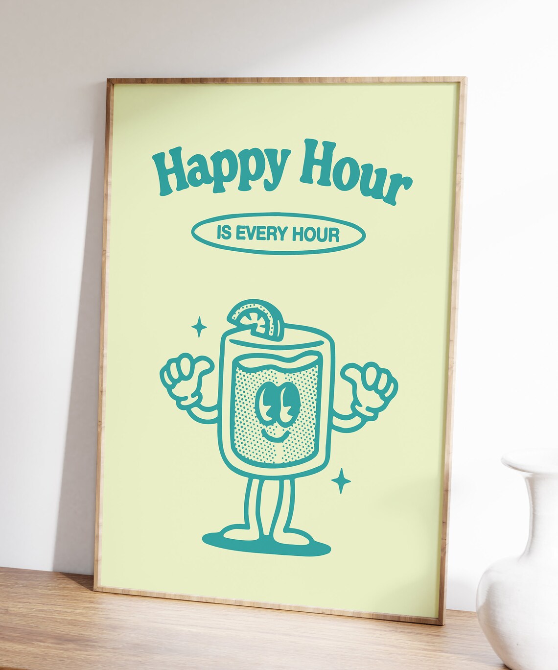 Retro Happy Hour Poster, 70s-Inspired Bar Decor - Image 3