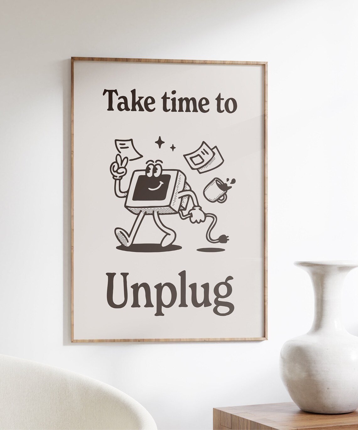Take Time To Unplug Retro Work-Life Art Print - Image 4