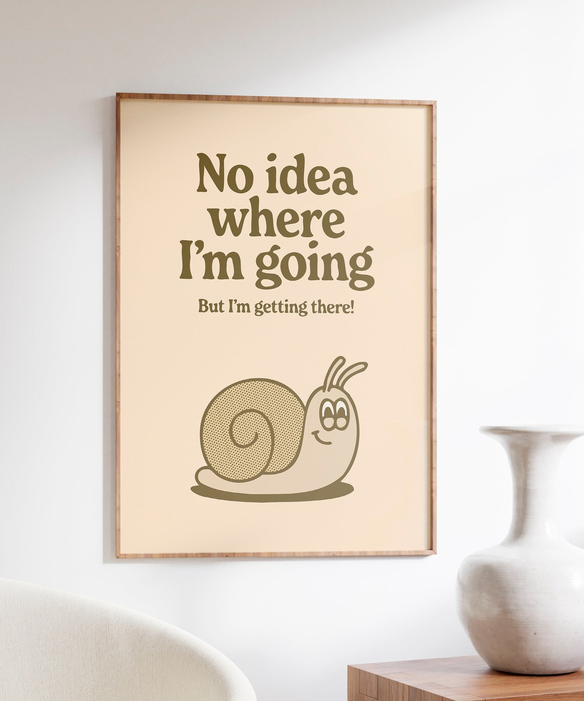 Getting There Retro Quote Art Print, Brown Funky Decor - Image 4