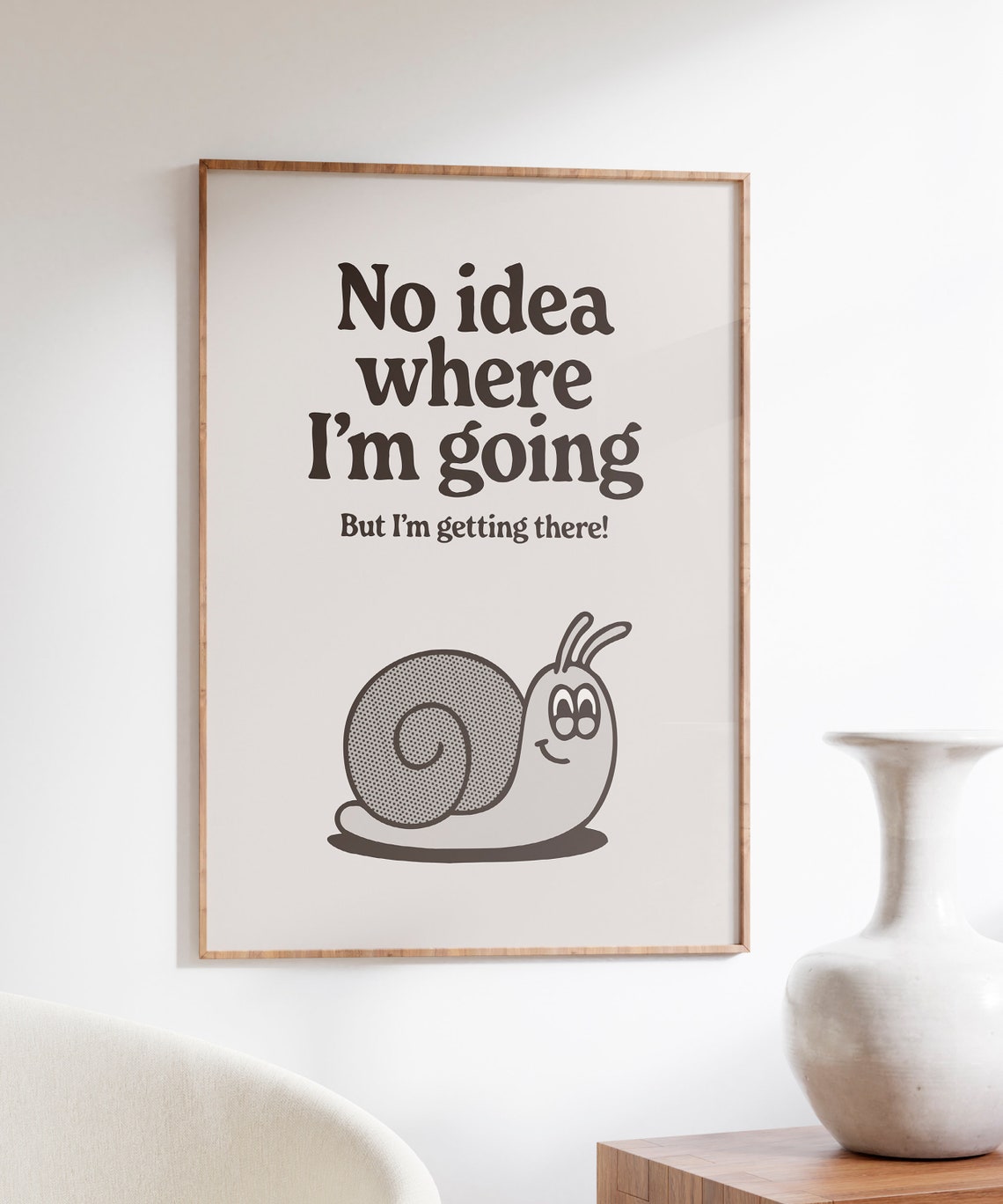 No Idea Where I'm Going Brown Snail Retro Cartoon Quote Poster - Image 3
