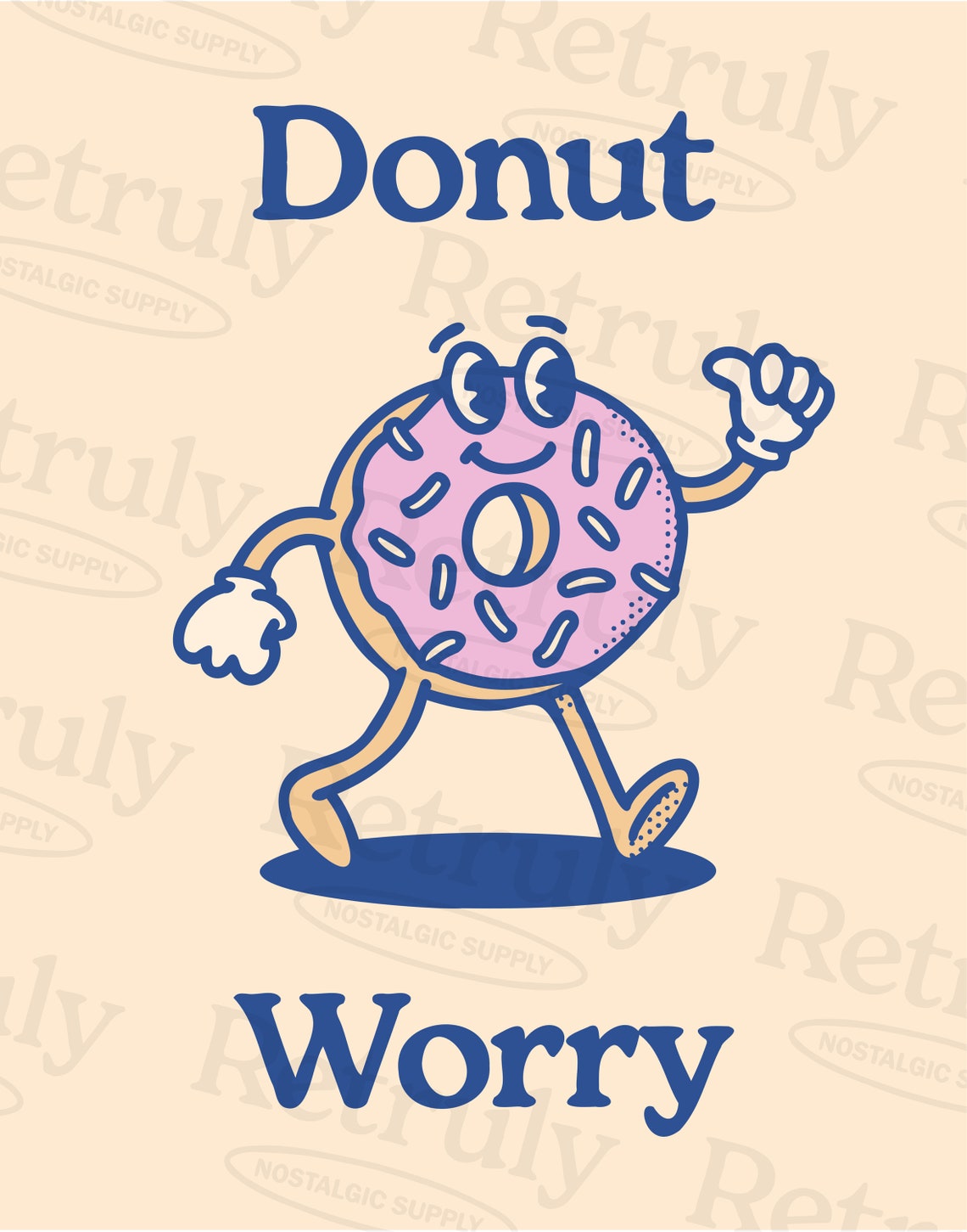 Donut Worry Retro Quote Art Print - Image 2