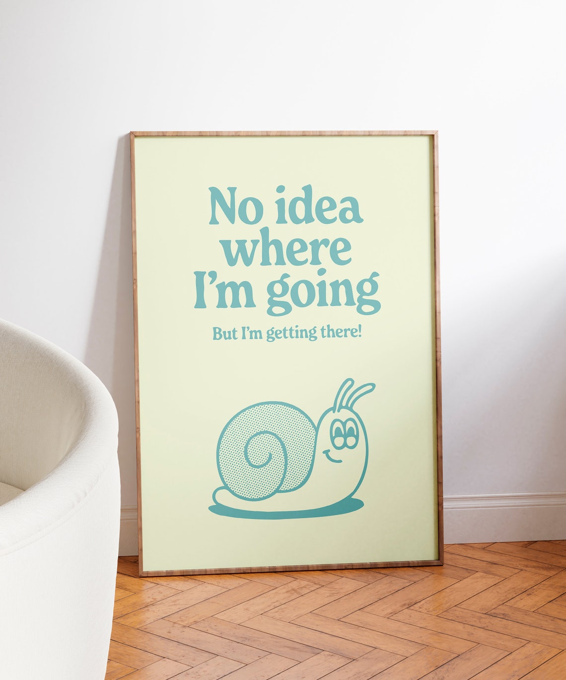 Retro Snail Poster Print Positive Quote Art Printable Retro Artwork Dorm Room Decor Downloadable Wall Art Teal Prints - Image 4