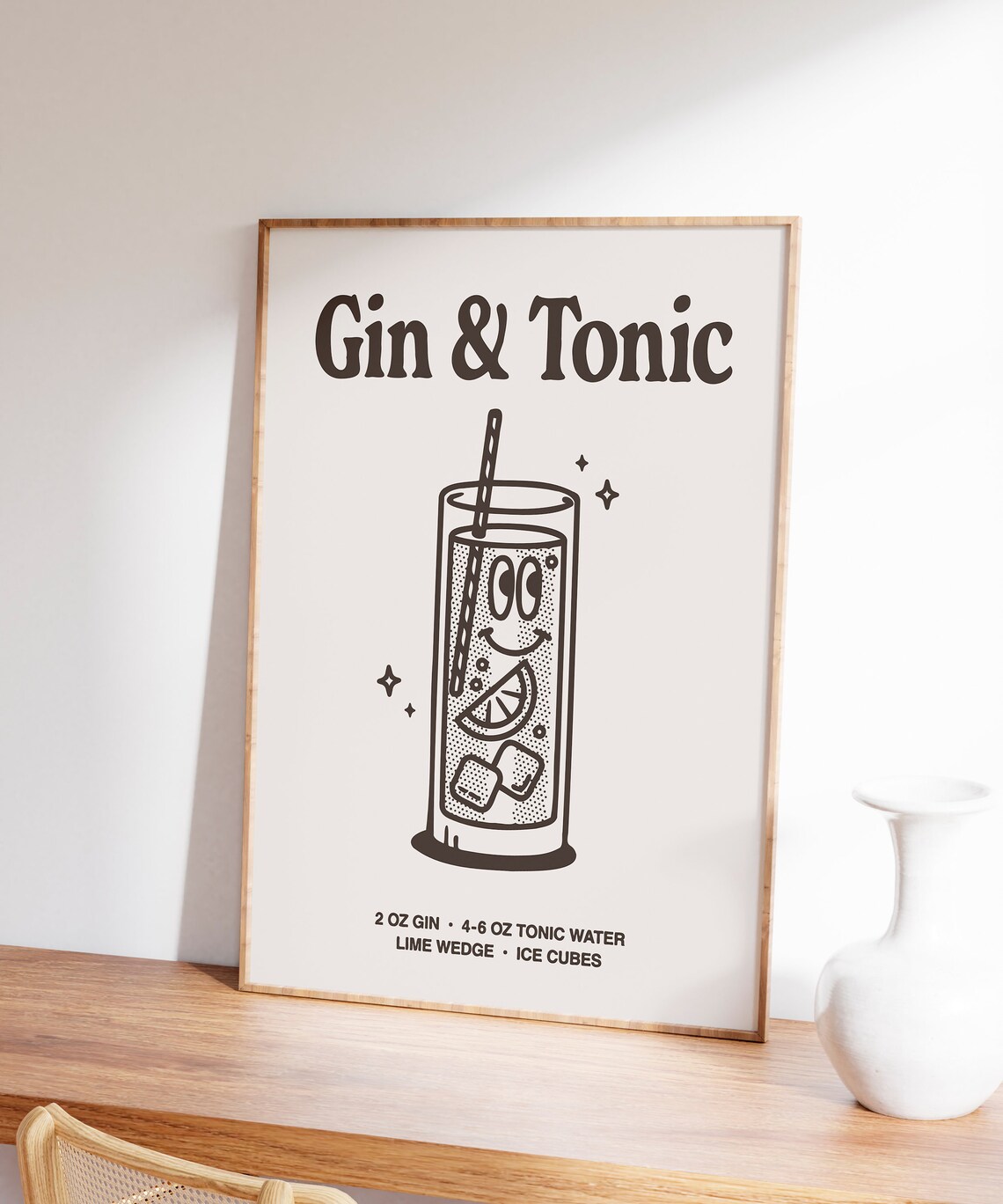 Gin Tonic Retro Cocktail Art Print, Bar Cart Decor - Image 6