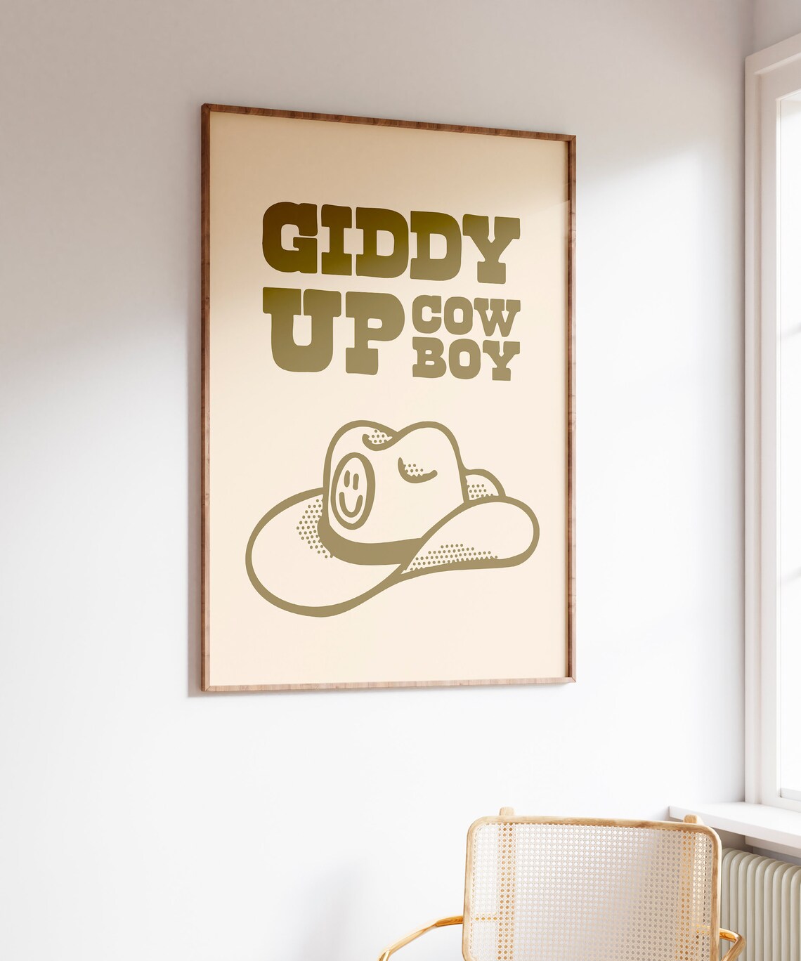 Giddy Up Retro Cowboy Quote Art Print - Image 4