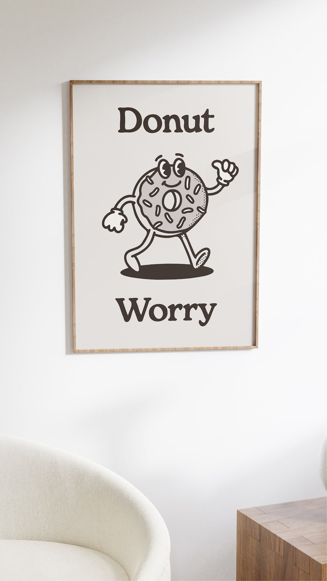 Retro Donut Wall Art Trendy Prints Printable Wall Art Donut Wall Print Print Black White Wall Print Cute Funny Print - Image 2