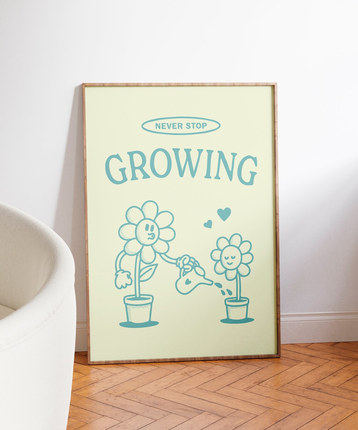 Never Stop Growing Retro Poster, Cute Illustration - Image 3