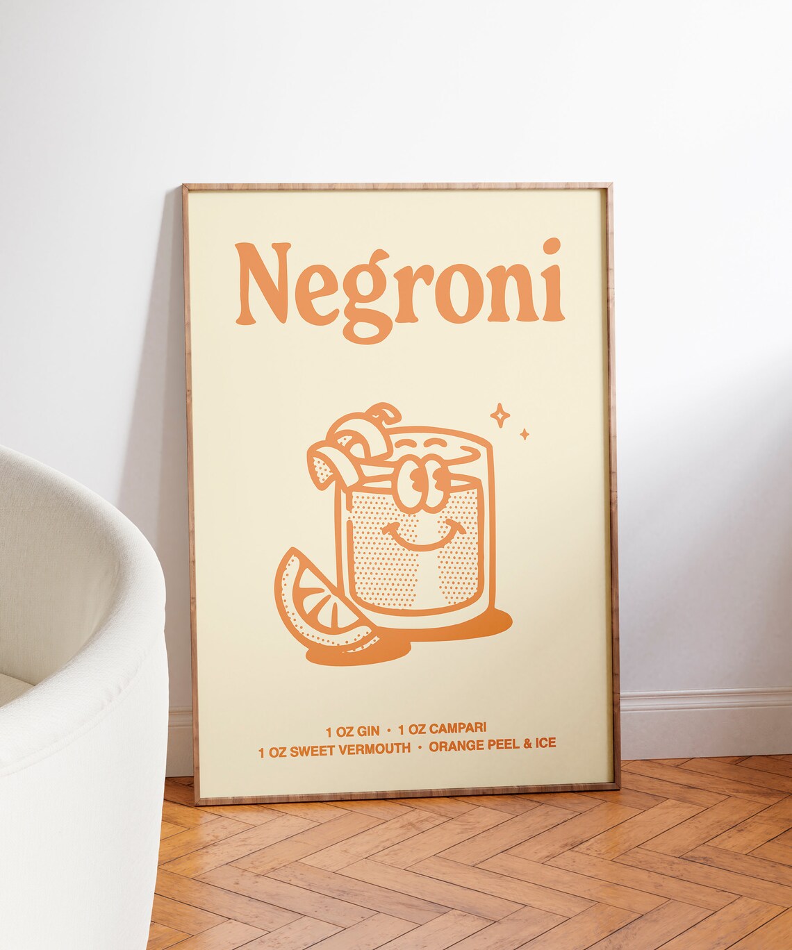 Negroni Retro Cocktail Art Print, Bar Cart Decor - Image 3