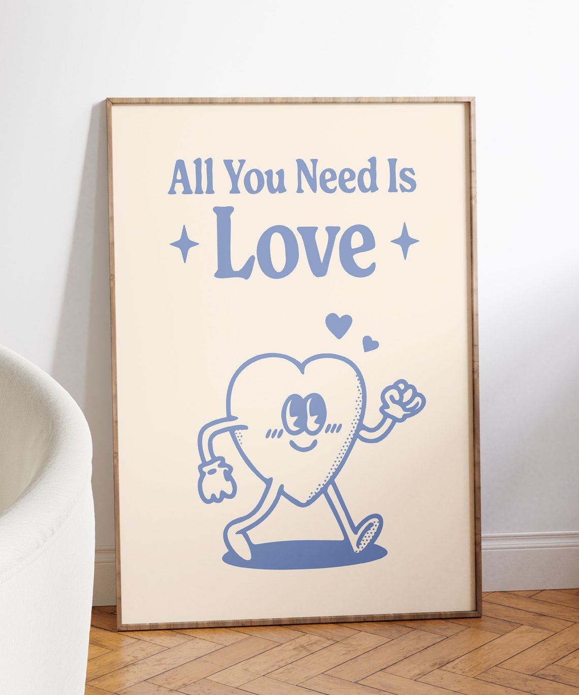 All You Need Is Love Retro Heart Character Valentine Quote Poster - Image 4