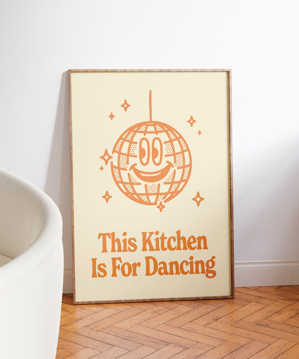 This Kitchen Is For Dancing Retro Orange Disco Ball Kitchen Poster - Image 4