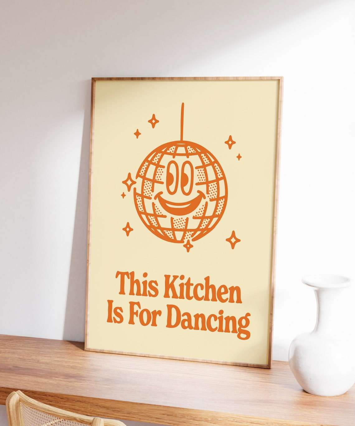This Kitchen Is For Dancing Retro Orange Disco Ball Kitchen Poster - Image 7