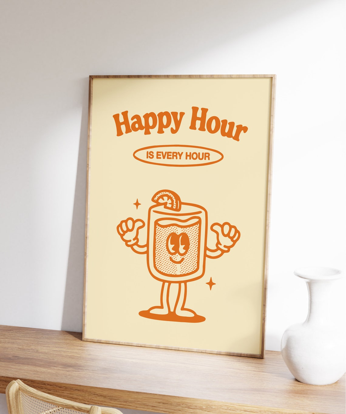 Happy Hour Is Every Hour Retro Cartoon Cocktail Bar Decor Poster - Image 3