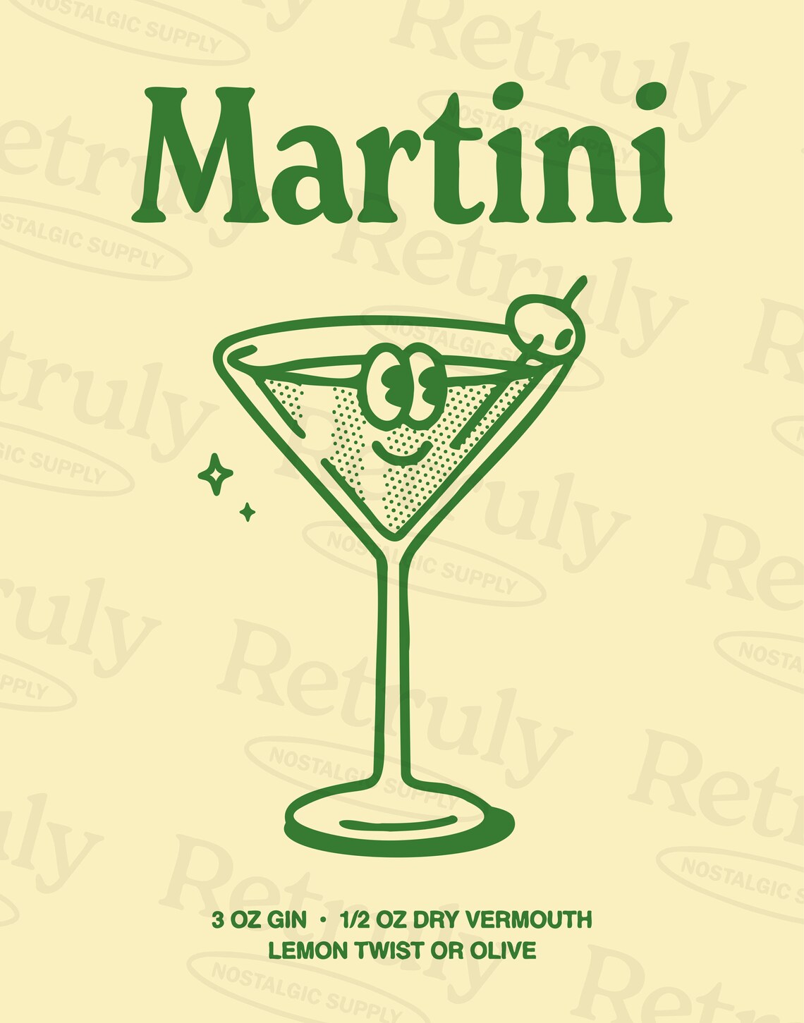 Martini Cocktail Retro Bar Decor Art Print - Image 2