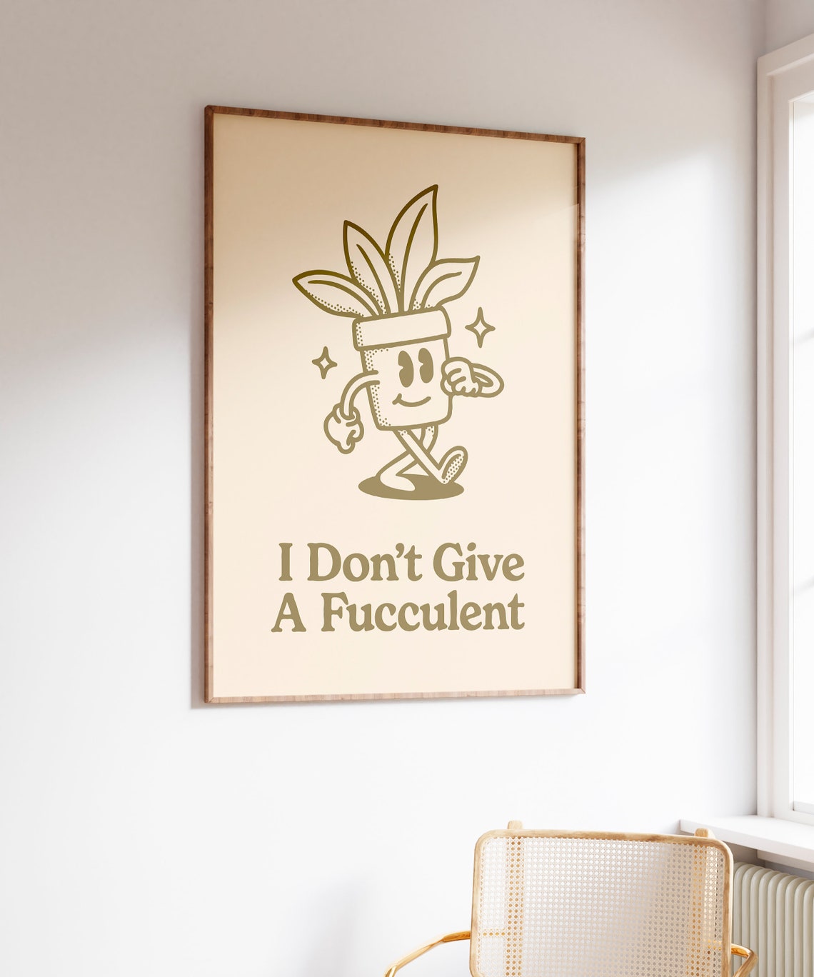I Don't Give A Fucculent Plant Pun Retro Funny Succulent Poster - Image 4