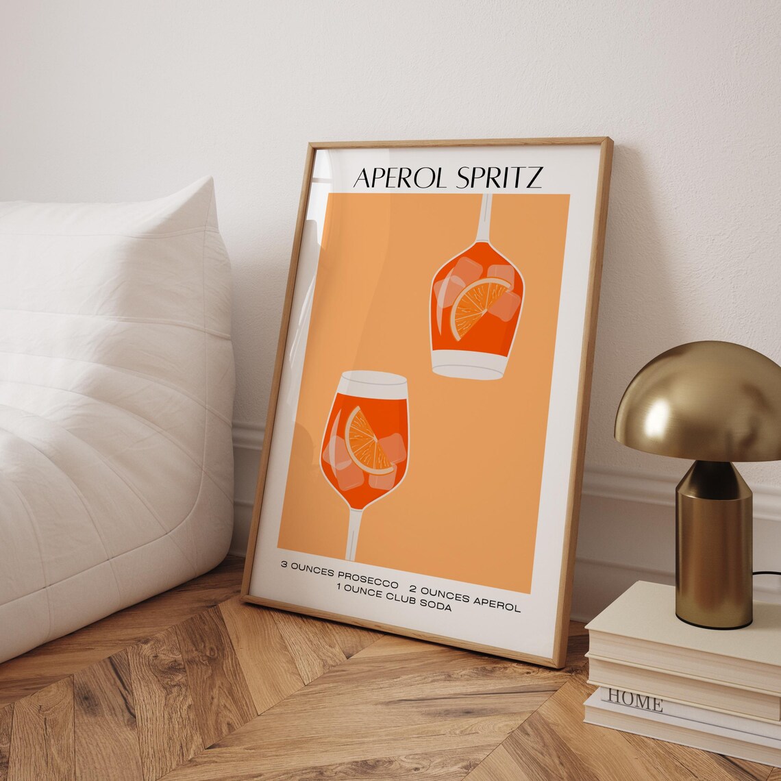 Aperol Spritz Retro Cocktail Recipe Illustration Bar Cart Poster