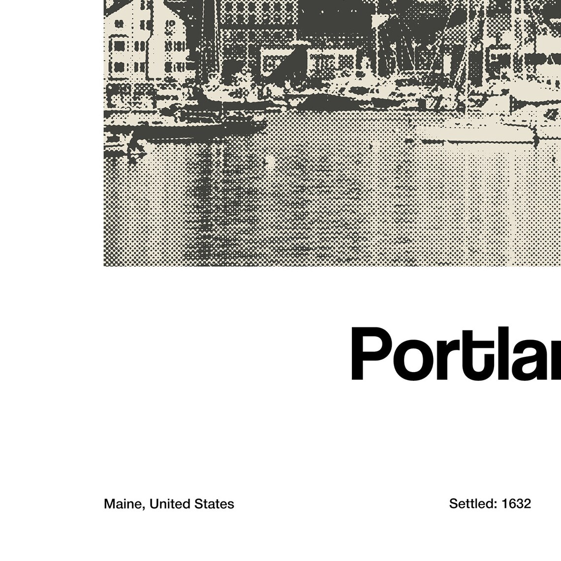 Portland Maine Skyline, Minimalist City Art Print - Image 3