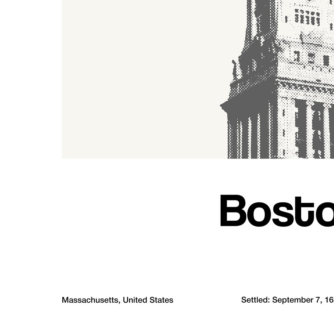 Boston Custom House Tower Minimalist Art Print - Image 2