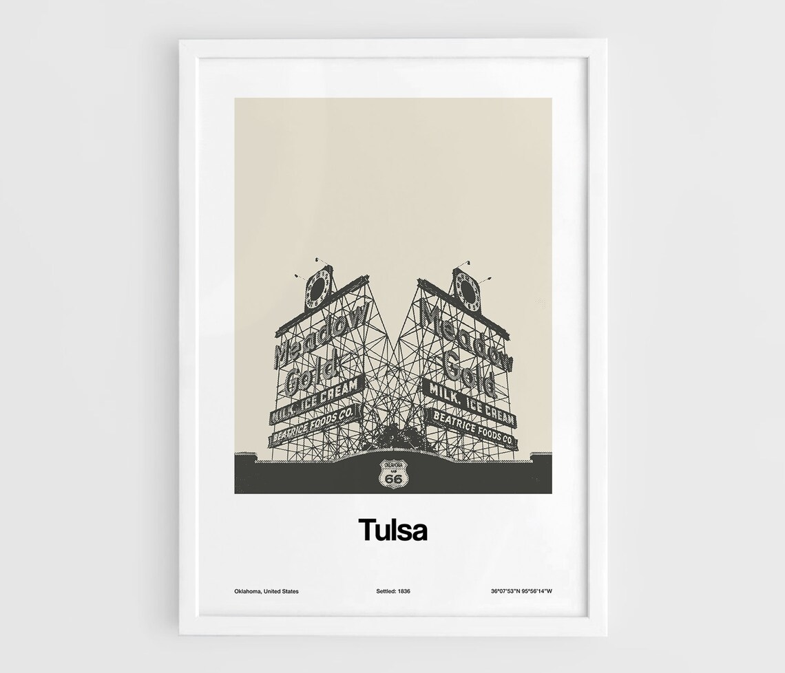 Tulsa Route 66 Meadow Gold Sign Travel Poster
