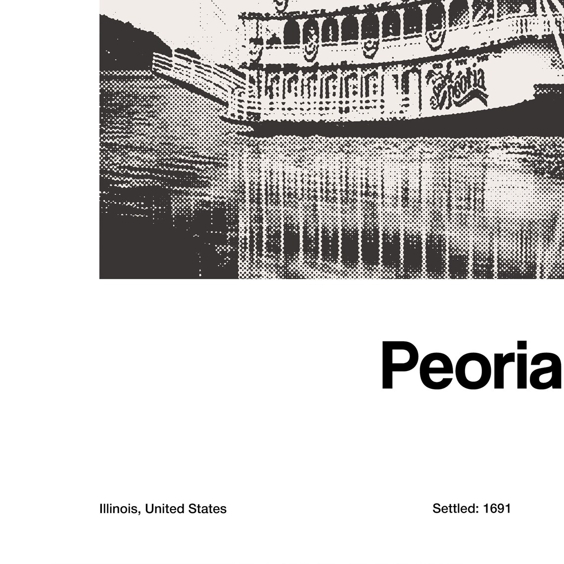 Peoria Illinois Poster Peoria Il Print Spirit Of Peoria Illinois River Watershed Peoria Wall Art Minimalist Custom City Print - Image 3