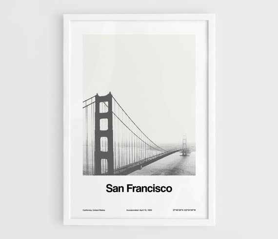 San Francisco Golden Gate Skyline Minimalist Art Print
